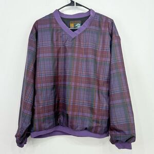 Forrester's Vintage Purple Black Plaid V Neck Water Resistant Pullover